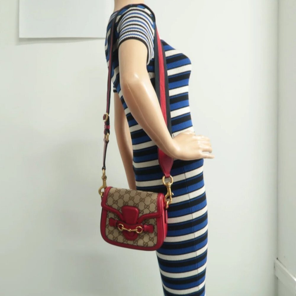 100% Authentic GUCCI Brown&Red Cloth Crossbody Bag - Picture 12 of 12